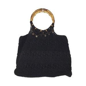 Round Bamboo Handle Crochet Bag